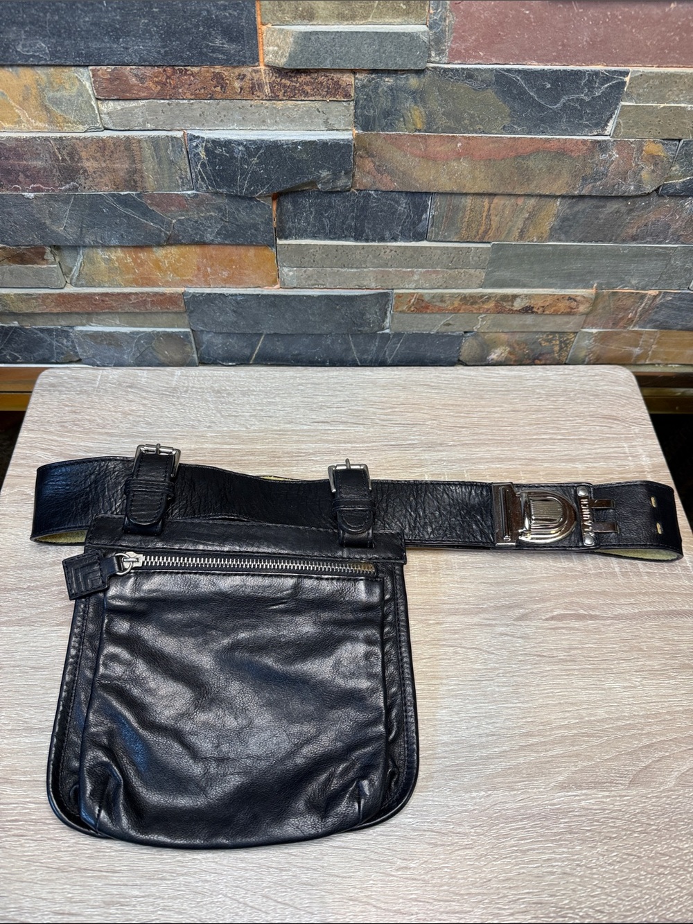 Launch brand Leather Black Waist Pouch Belt Bag